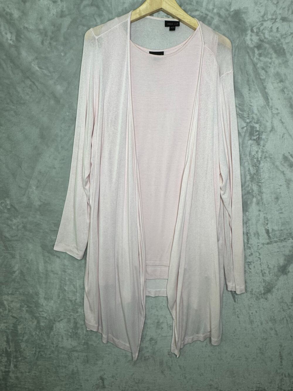 J. Jill Twinset Cardigan Top Womens Large Blush Pink Long Sleeve Longline Duster